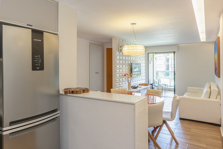 Lindo e confortável apartamento no La Fleur Polinésia Muro A