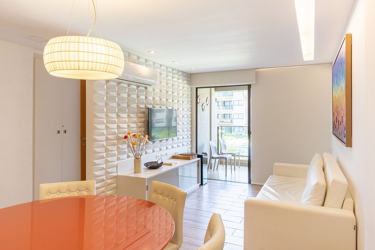 Lindo e confortável apartamento no La Fleur Polinésia Muro A